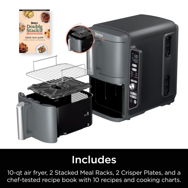 SL401 DoubleStack XL 2-Basket Air Fryer, DoubleStack Technology Cooks 4 Foods at Once, Compact Design, Grey - Image 2