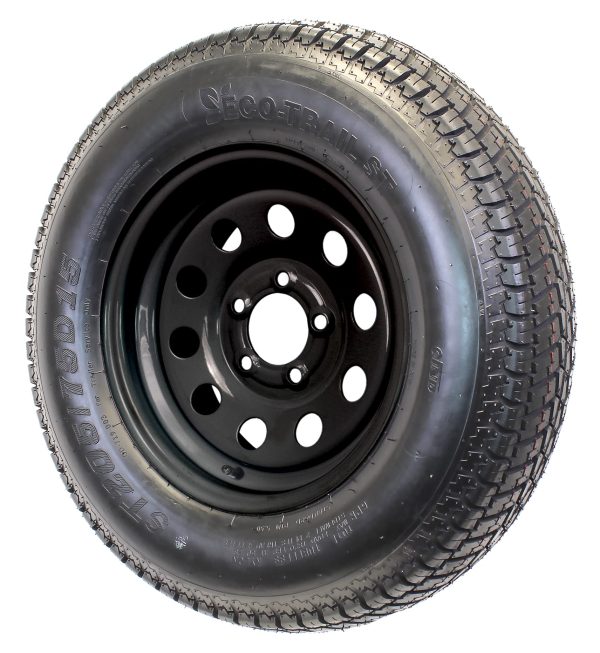 2-Pack Trailer Tire On Black Wheel Modular Rim ST205/75D15 LRC 5 Lug On 4.5 15 x 5 - Image 7