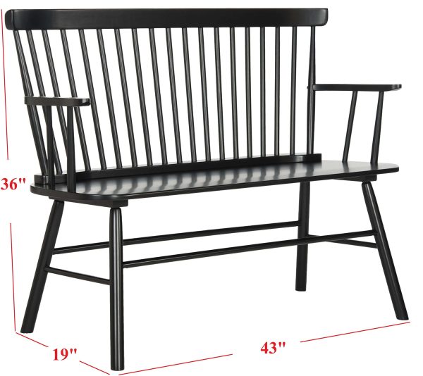 Homes Collection Addison Spindle Back Black Bench - Image 4