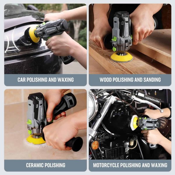 WORKPRO 12V Cordless Polisher, 3  Mini Car Detailing Buffer   Sander Machine Kit - Image 7