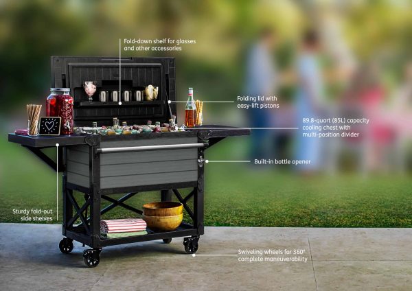 Keter 89.8 Quarts Wheeled Serving Station/Cart , Gray/Light Gray - Image 9