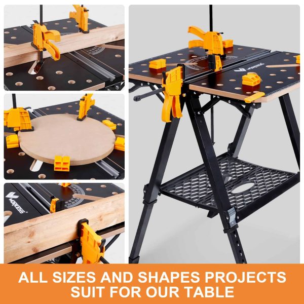 WORKESS Portable Workbench   Sawhorse, 1000Lbs Capacity Heavy Duty Folding Work Table, 23.6 -36  Adjustable Height - Image 5