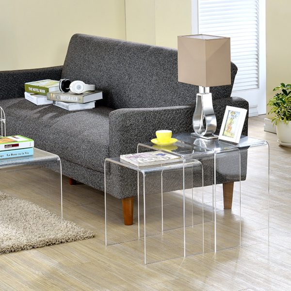 Fox Hill Trading Acrylic Nesting Side Tables -Set of 3 - Image 2