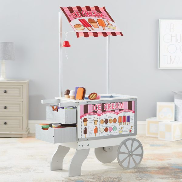 Melissa   Doug Wooden Snacks and Sweets Food Cart   40+ Play Food pcs, Reversible Awning - Image 9