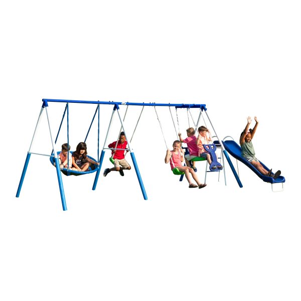 XDP Recreation All-Star Playground Metal Swing Set.  Featuring Wave Slide, Space Rider, Swings, and Super Disc Swing - Image 2
