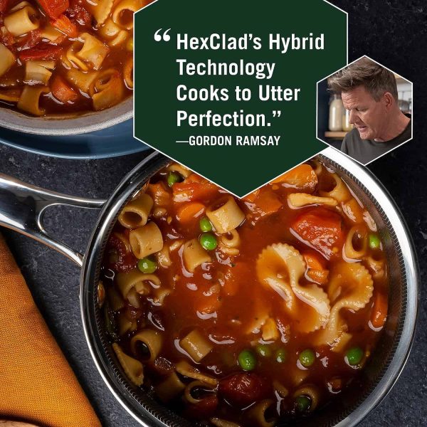 HexClad 1 Quart Hybrid Stainless Steel Pot with Glass Lid - Image 4