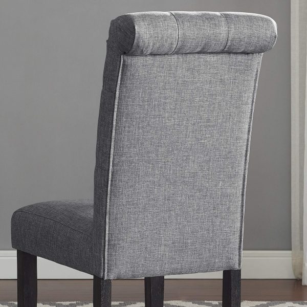 Roundhill Furniture Leviton Solid Wood Tufted Dining Chair (Set of 2), Gray - Image 2