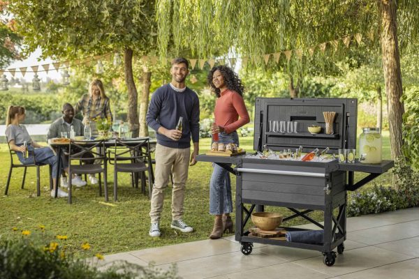 Keter 89.8 Quarts Wheeled Serving Station/Cart , Gray/Light Gray - Image 10