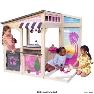 Barbie Seaside Wooden Outdoor Playhouse with Attachable Doll Table and Chairs