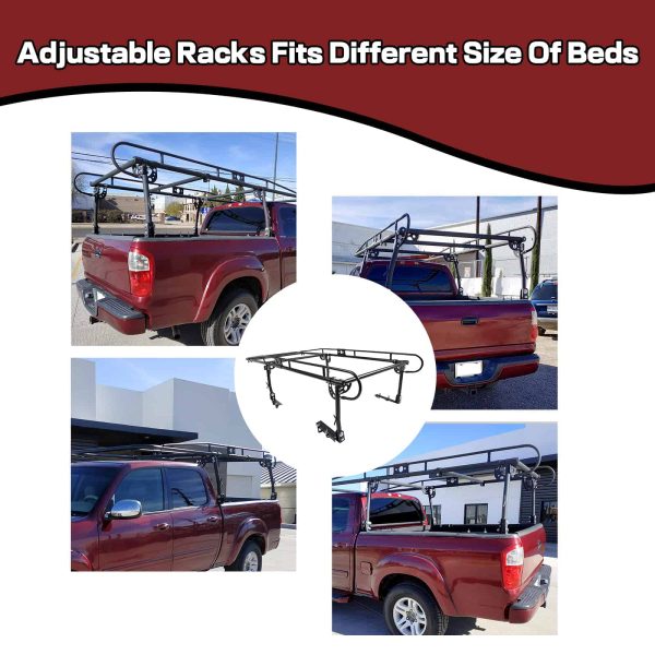 Kojem Universal Kayak Lumber Rack 1000 LBS Adjustable Truck Bed Rack Contractors Ladder Pickup Side Bar Long Cab Over-Cab - Image 4