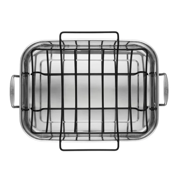 30834 Triply Clad Stainless Steel Roaster / Roasting Pan with Rack   17 Inch x 12.5 Inch, Silver - Image 5