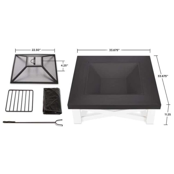 Austin 15.5  H x 33.63  W Steel Wood Burning Outdoor Fire Pit with Lid - Image 7