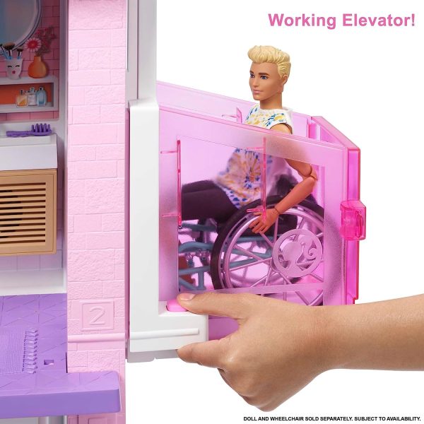 Barbie DreamHouse, Doll House Playset with 75+ Furniture   Accessories, 10 Play Areas, Lights   Sounds, Wheelchair-Accessible Elevator - Image 4