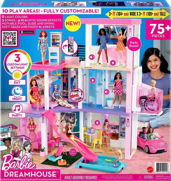 Barbie DreamHouse, Doll House Playset with 75+ Furniture   Accessories, 10 Play Areas, Lights   Sounds, Wheelchair-Accessible Elevator - Image 3