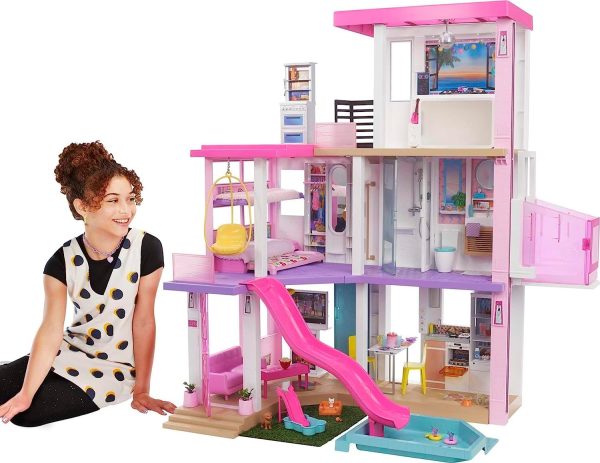 Barbie DreamHouse, Doll House Playset with 75+ Furniture   Accessories, 10 Play Areas, Lights   Sounds, Wheelchair-Accessible Elevator