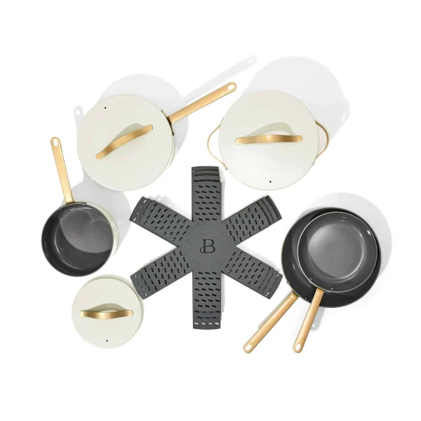 Beautiful 12pc Ceramic Non-Stick Cookware Set, White Icing - Image 7
