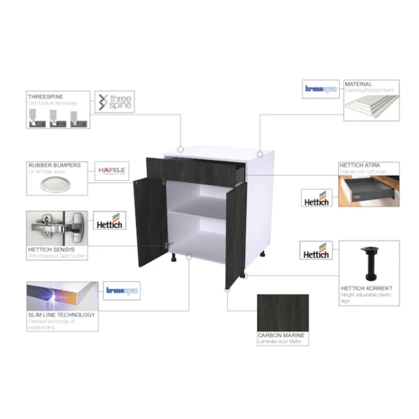 SA-BD15-CM Quick Assemble Modern Style With Soft Close 15 in Base Kitchen Cabinet (15 in W x 24 in D x 34.50 in H) - Image 5