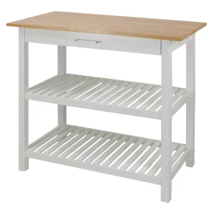 White Wood Base with Wood Top Kitchen Island (20-in x 40-in x 36.5-in)