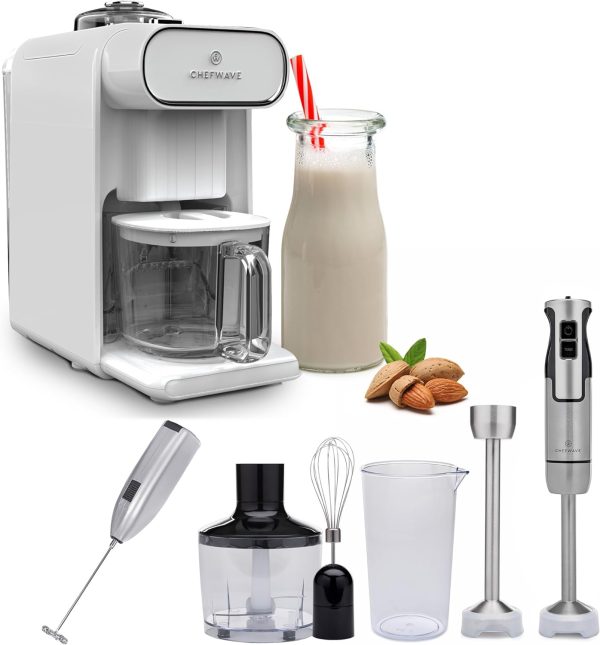 ChefWave Milkmade Non-Dairy Milk Maker with Intermix Hand Blender   Milk Frother (3 Items)