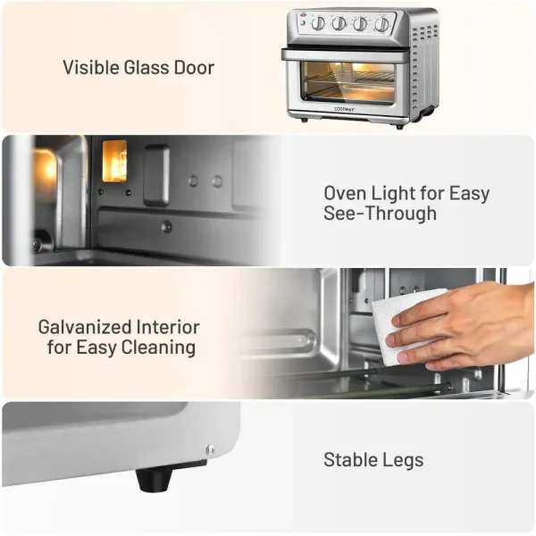 ES10044US 21.5 qt. Silver Air Fryer Toaster Oven 1800-Watt Countertop Convection Oven with Recipe - Image 2