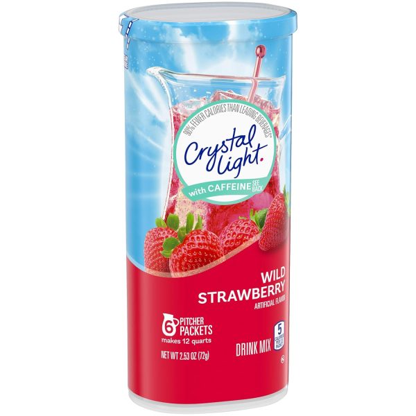Crystal Light Sugar-Free Energy Wild Strawberry Low Calories Powdered Drink Mix 72 Count Pitcher Packets - Image 2