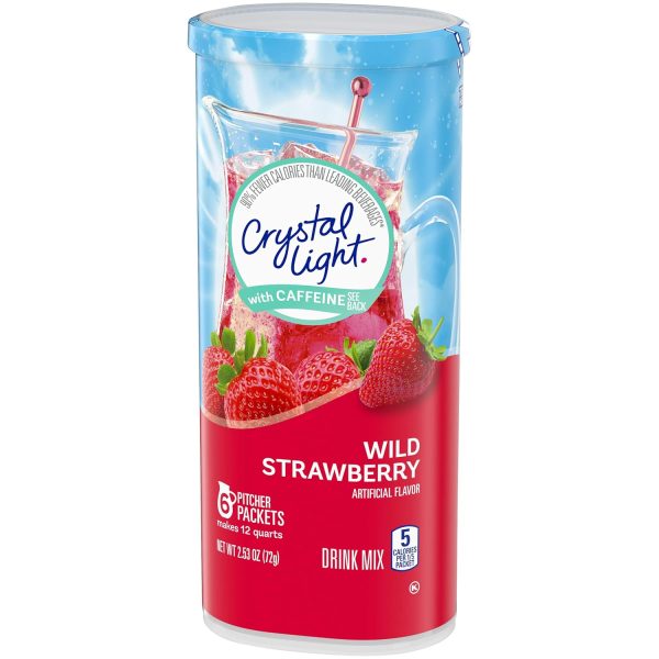 Crystal Light Sugar-Free Energy Wild Strawberry Low Calories Powdered Drink Mix 72 Count Pitcher Packets - Image 3