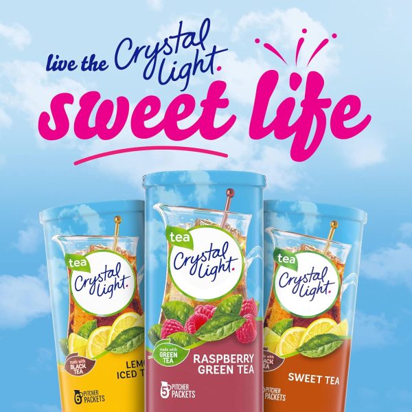 Crystal Light Sugar-Free Raspberry Green Tea Naturally Flavored Powdered Drink Mix 60 Count Pitcher Packets 5 Count (Pack of 12) - Image 8