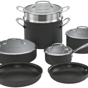 Anodized 11-Piece Cookware Set Dishwasher-Safe-Hard, Black