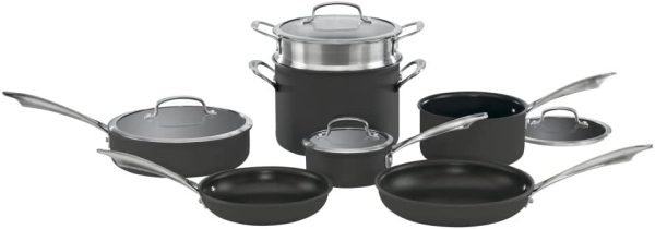 Anodized 11-Piece Cookware Set Dishwasher-Safe-Hard, Black - Image 2