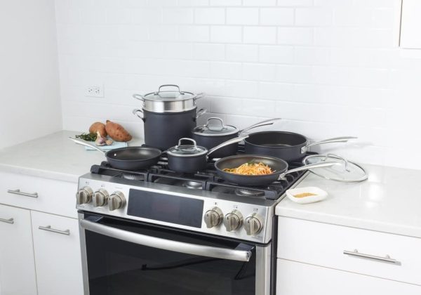 Anodized 11-Piece Cookware Set Dishwasher-Safe-Hard, Black - Image 4