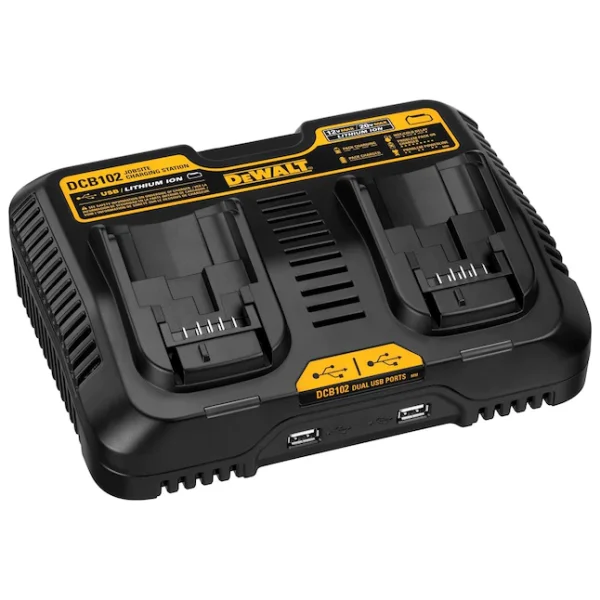 12/20V  Charging Station/Dual Charger for Jobsite (DCB102) , Black