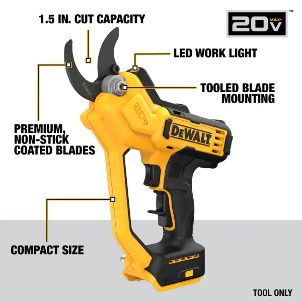 DCPR320BWCB230C 20V MAX Cordless Battery Powered Pruner Kit with (1) 3Ah Battery   Charger - Image 2