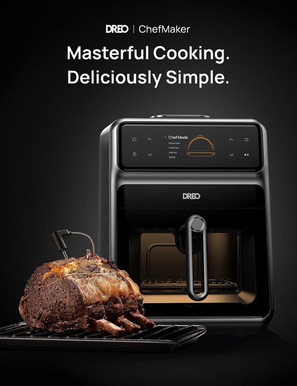 Dreo ChefMaker Combi Fryer, Cook like a pro with just the press of a button, Smart Air Fryer Cooker with Cook probe, Water Atomizer, 3 professional cooking modes, 6 QT - Image 2