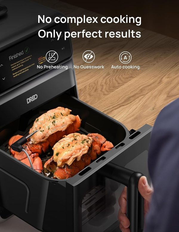 Dreo ChefMaker Combi Fryer, Cook like a pro with just the press of a button, Smart Air Fryer Cooker with Cook probe, Water Atomizer, 3 professional cooking modes, 6 QT - Image 4