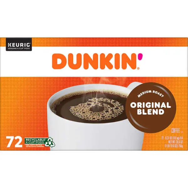 Dunkin  Donuts, Original Blend, Medium Roast, K-Cup Pods, 72ct