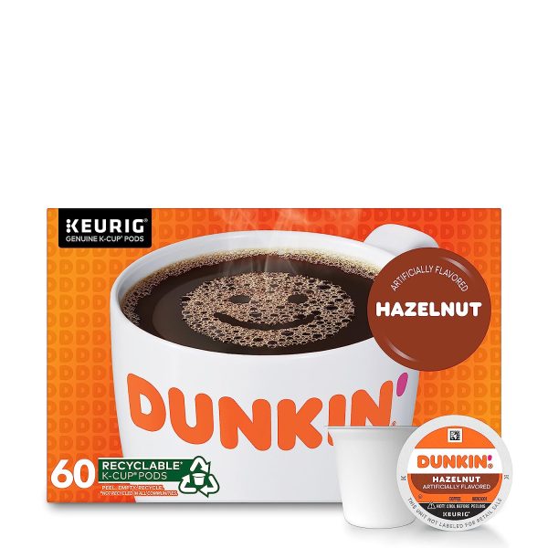 Dunkin  Hazelnut Flavored Coffee, 60 Keurig K-Cup Pods