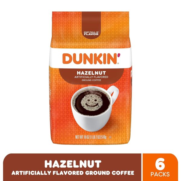 Dunkin  Hazelnut Flavored Ground Coffee, 18 Ounce (Pack of 6) - Image 2