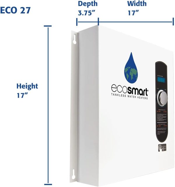 EcoSmart ECO 27 Tankless Water Heater, Electric, 27-kW   Quantity 1, 17 x 17 x 3.5 - Image 2