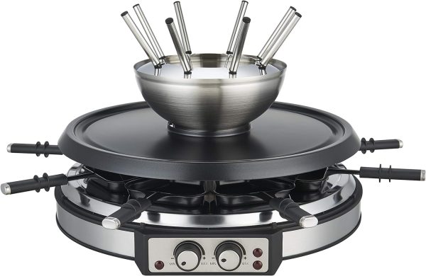 Electric Fondue Pot Sets with Barbecue Grill, 600ml Fondue Pot with 8 Forks and Electric Raclette, Dual Adjustable Thermostats, Perfect Fondue Grill Combo for Family Fun - Image 7