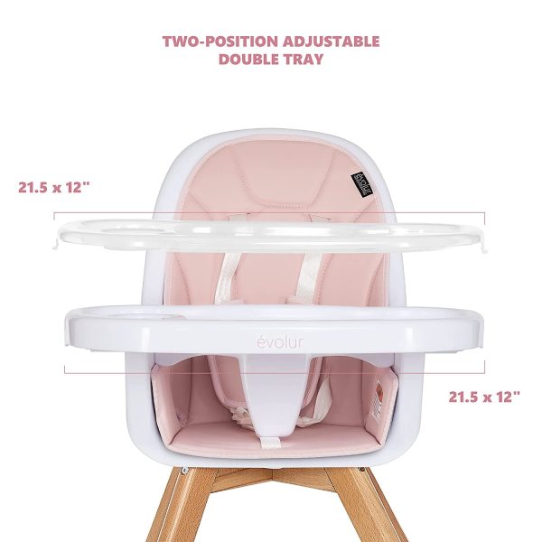 Zoodle 3-in-1 High Chair I Booster Feeding Chair I Modern Design I Toddler Chair I Removable Cushion I Adjustable Tray I Baby and Toddler, Pink - Image 8