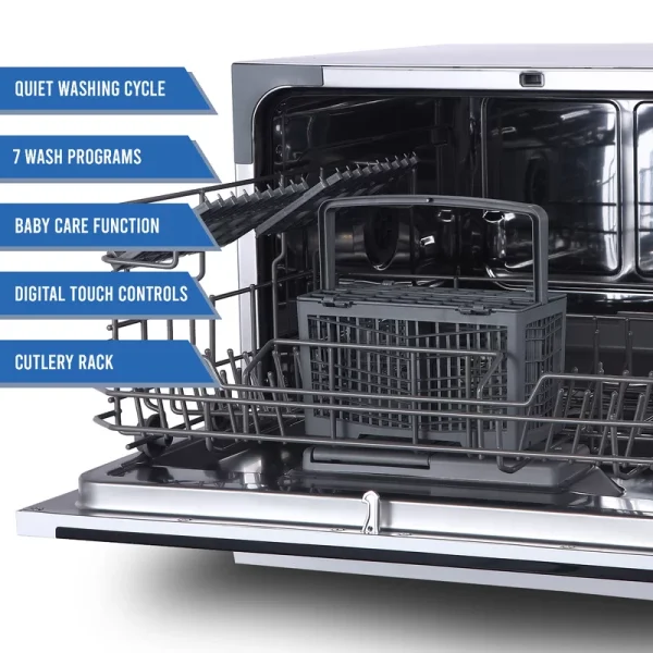 FCD06ABBWHA 21 in. White Digital Portable 0120-volt Dishwasher with 7-Cycles with 6-Place Settings Capacity - Image 4