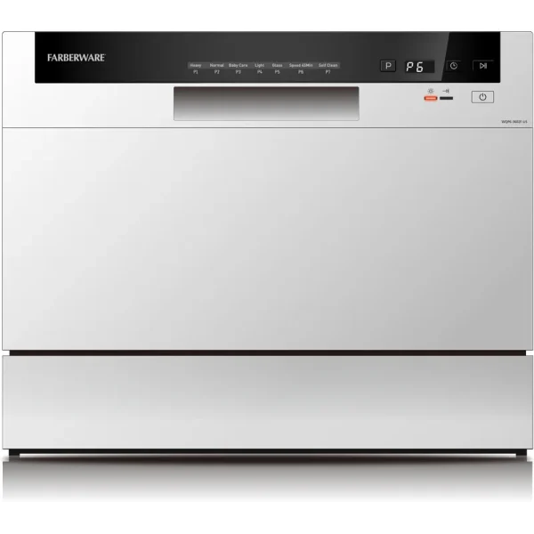 FCD06ABBWHA 21 in. White Digital Portable 0120-volt Dishwasher with 7-Cycles with 6-Place Settings Capacity