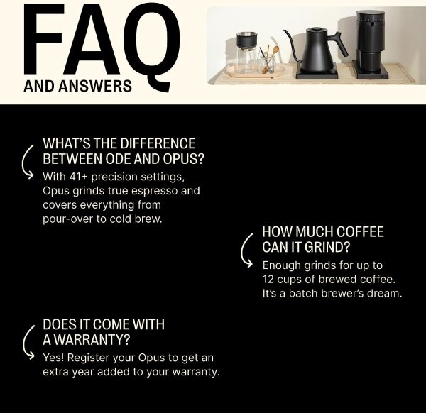 Opus Conical Burr Coffee Grinder   All Purpose Electric   Espresso Grinder with 41 Settings for Drip, French Press,   Cold Brew   Matte Black - Image 3