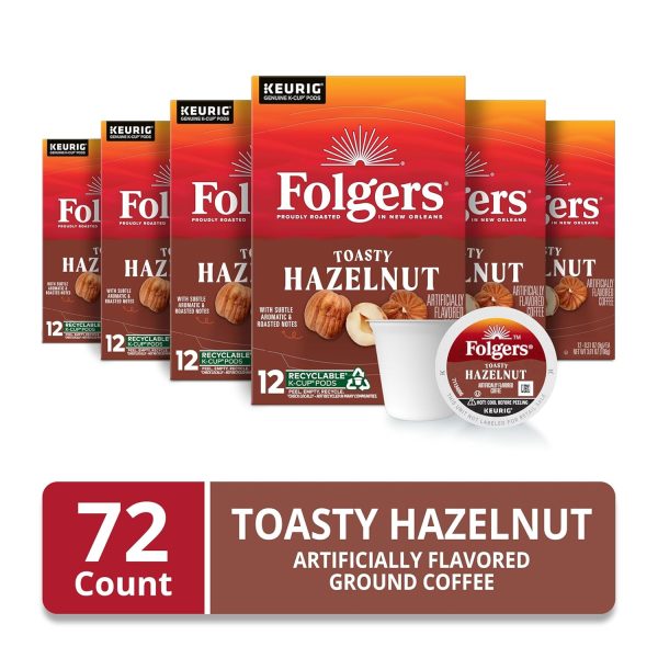 Folgers Toasty Hazelnut Flavored Coffee, 72 Keurig K-Cup Pods - Image 2