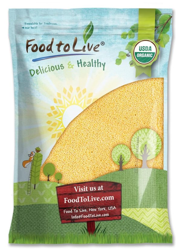 Food to Live Organic Hulled Millet, 15 Pounds   Whole Grain Seeds, Non-GMO, Kosher, Raw, Bulk, Product of the USA