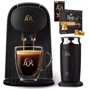 L OR Barista System Coffee and Espresso Machine with Milk Frother and 20 Capsules