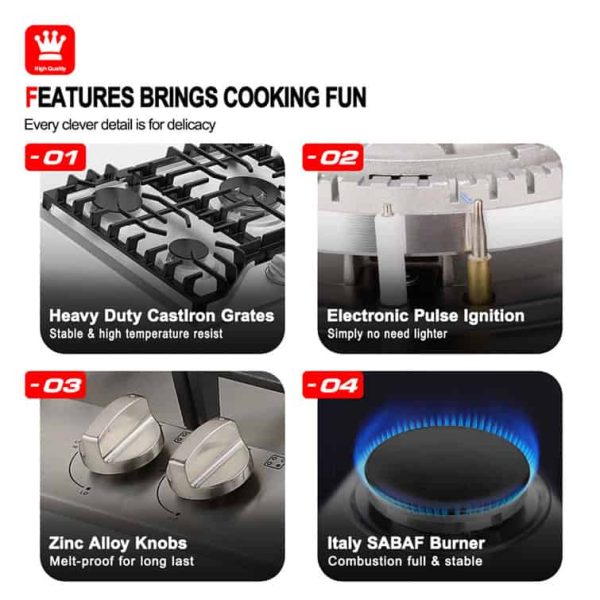 Gaslandchef 30  Gas 5 Burner Cooktop with Dual Size Power Burner - Image 8