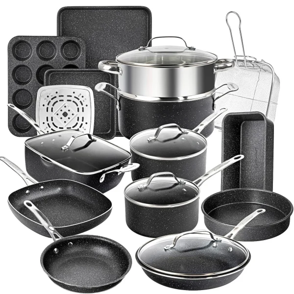20 Piece Aluminum Non Stick Cookware   Bakeware Set with Ultra Nonstick Surface