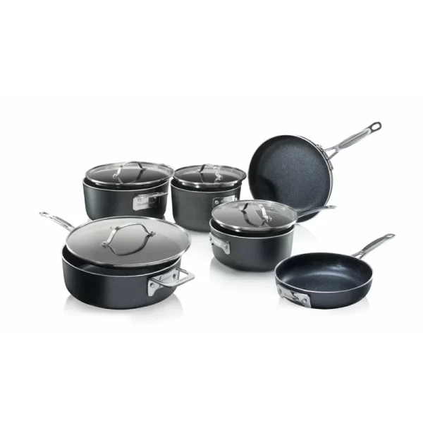 10 Piece Cookware Set, Triple Layer Nonstick Granite Stone with Diamond infused Coating, Dishwasher Oven Safe, Non-Toxic Pots and Pans, Large, Black - Image 2