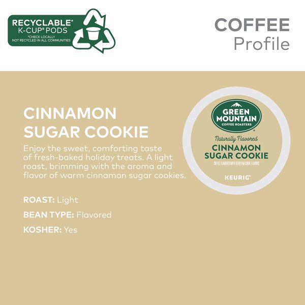 Green Mountain Coffee Roasters Cinnamon Sugar Cookie Keurig Single-Serve K-Cup Pods, Light Roast Coffee, 96 Count (4 Packs of 24) - Image 3